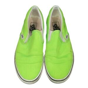 [H122] VANS Classic Slip-On Low Top Neon Green Sneakers /Mens 7 Women's 8.5